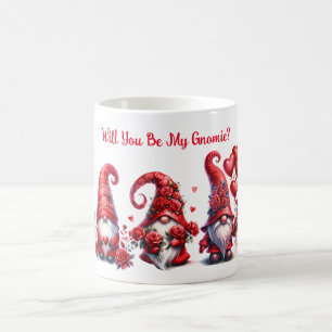 Café Taza de San Valentín Gnome con Corazones y Globos