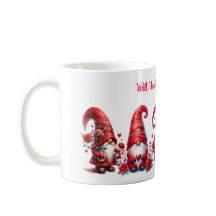 Taza de San Valentín Gnome con Corazones y Globos