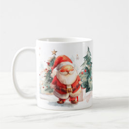 Café Taza de Santa y Reno al Acuarela