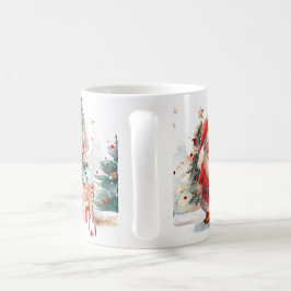 Café Taza de Santa y Reno al Acuarela