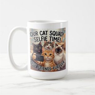 Café Taza de Selfie de la Pandilla de Gatos Divertidos