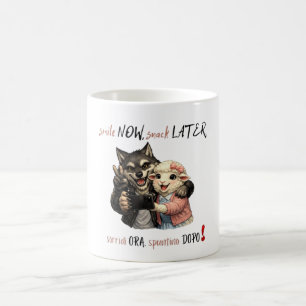 Café Taza de selfie de lobo y oveja
