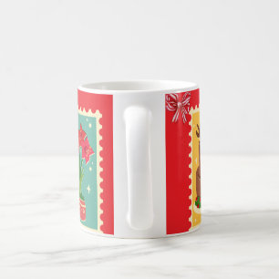 Café Taza de sellos postales de Navidad vintage, vacaci
