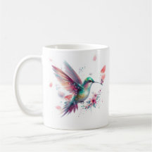 Taza de servir floral personalizada de colibrí