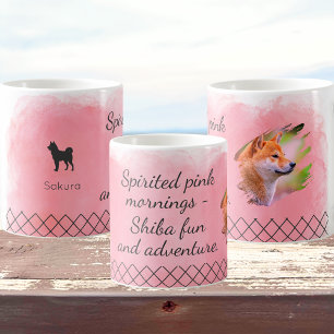 Café Taza de Shiba Inu rosa pastel – Foto y nombre pers