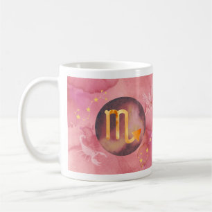 Café Taza de signo zodiacal de Escorpio en acuarela roj