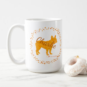 Café Taza de silueta de bulldog francés naranja pastel 