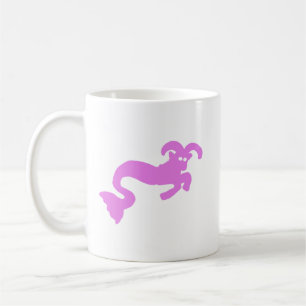 Café Taza de Silueta de Cabra de Mar Rosa Zodiaco