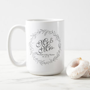 Café Taza de Sr. y de señora Simple Floral Wedding