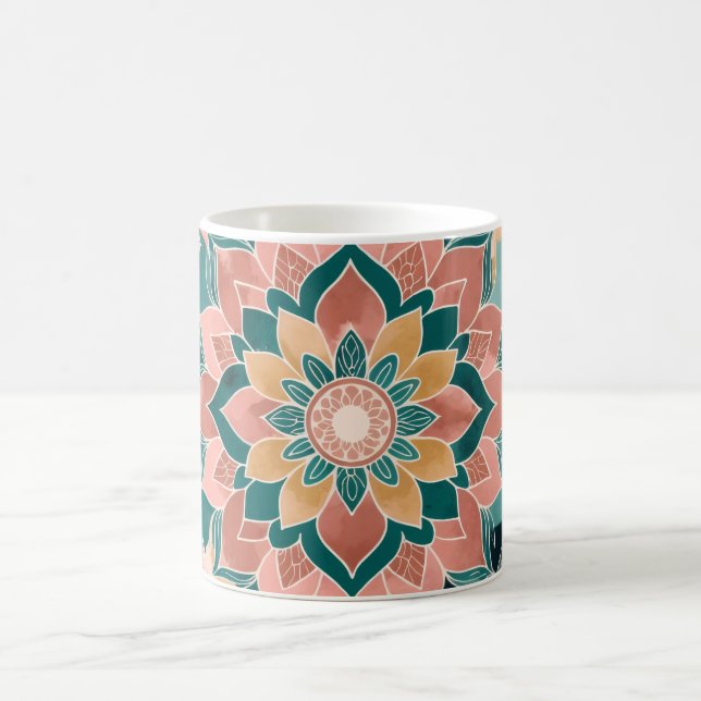 Café Taza de sueño de loto boho celestial | Rosa (Centro)