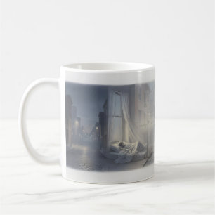 Café Taza de sueño flotante de ciudad etérea en domingo