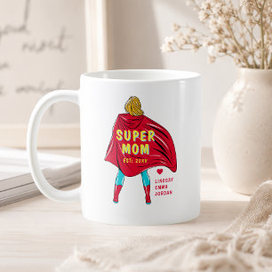 Café Taza de Super Mamá Personalizada Nombres de Niño
