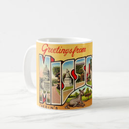 Café Taza de tarjeta postal de saludo divertida y antig