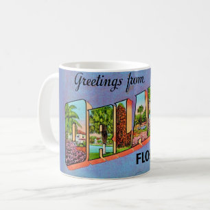 Café Taza de tarjeta postal de saludos de Orlando antig