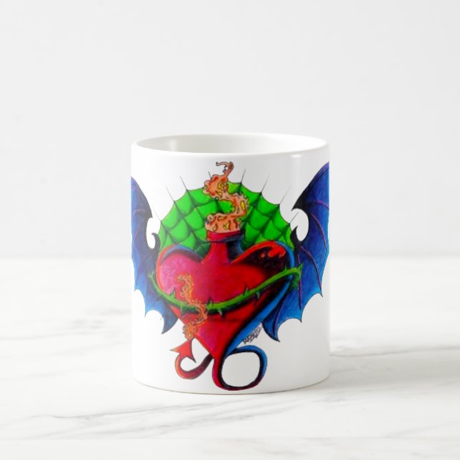 Café Taza de Tatuaje de Corazón en Llamas (Centro)