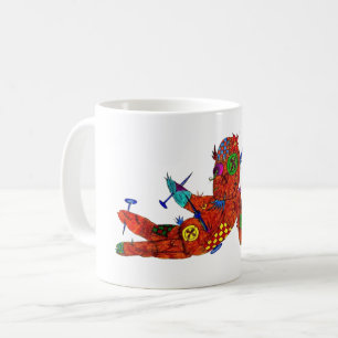 Café Taza de tatuaje flash de muñeca vudú de patchwork