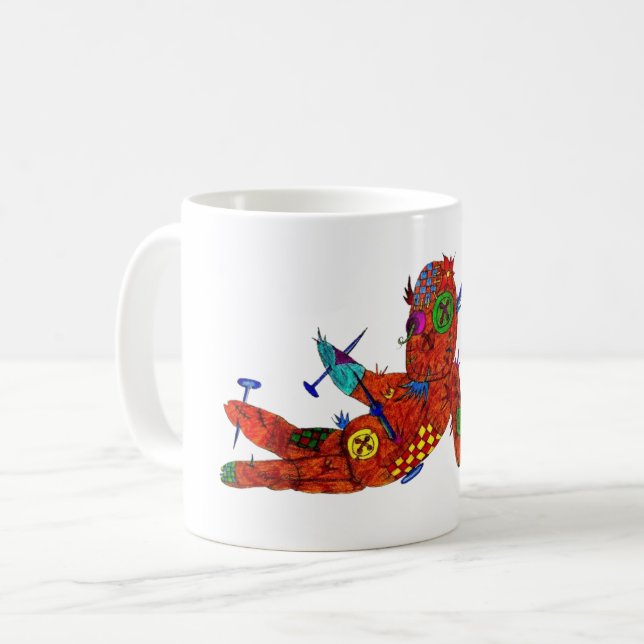 Café Taza de tatuaje flash de muñeca vudú de patchwork (Anverso izquierdo)