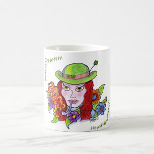 Café Taza de tatuajes flash Lady Leprechaun
