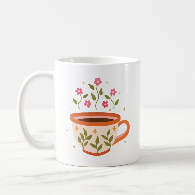 Café taza de té floral (Izquierda)