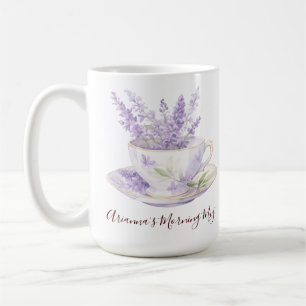 Café Taza de té floral de lavanda rústica de campo