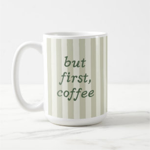 Café Taza De Té Minimalista Con Rayas Verde Salvia De M