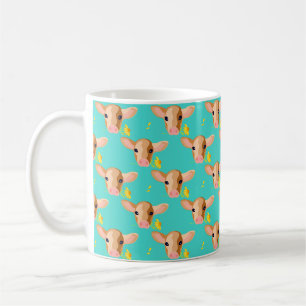 Café Taza de ternera con flor
