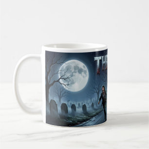 Café Taza de terror de cementerio de muertos bajo la lu