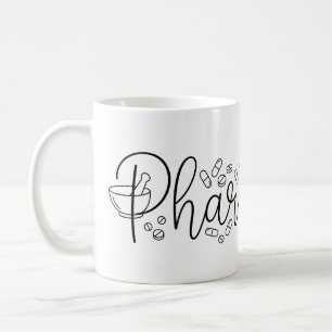 Café Taza de tipografía de farmacéutico artístico
