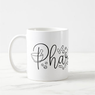 Café Taza de tipografía de farmacéutico artístico