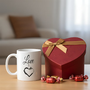 Café Taza de tipografía Minimal Heart & Love