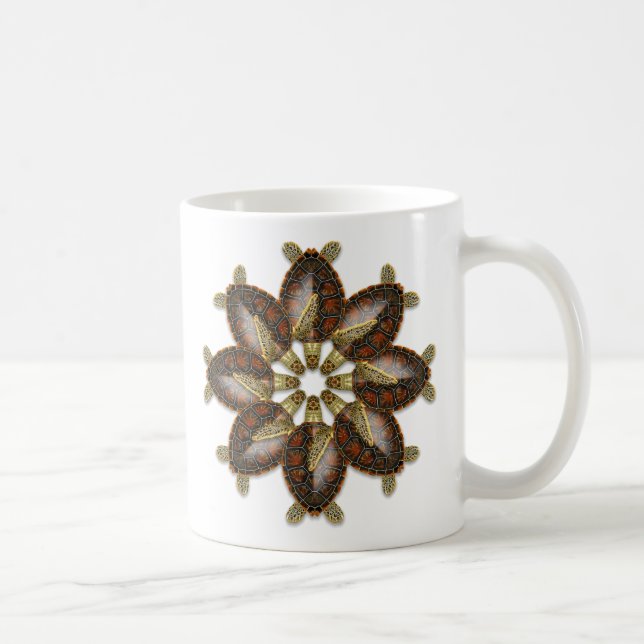 Café Taza de Tortuga Verde Kaleidoscópica (Derecha)