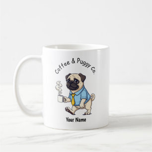 Café Taza de traje de negocios de perro Pug divertido 