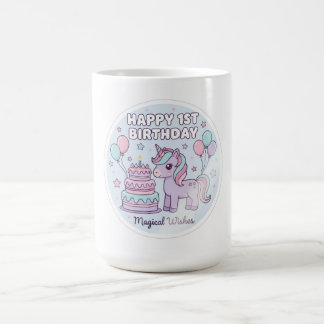 Café taza de unicornio para el primer cumpleaños