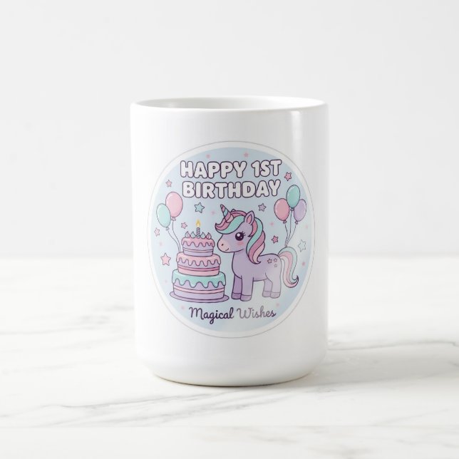 Café taza de unicornio para el primer cumpleaños (Centro)