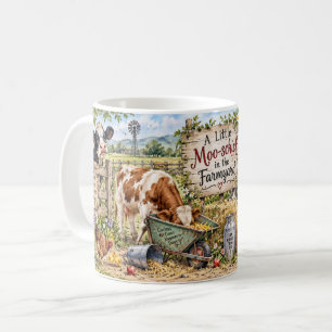 Café Taza de vaca de granja Un Poco Moo-schief