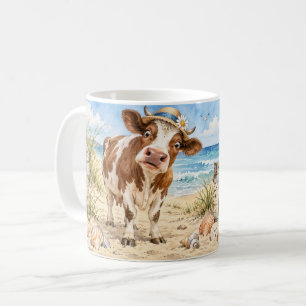Café Taza de vaca en la playa Aprovecha el momento