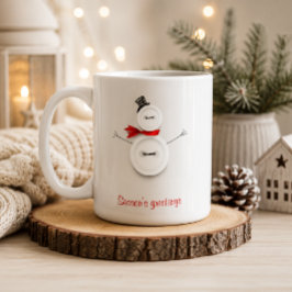 Café Taza de vacaciones de botones de nieve con felicit