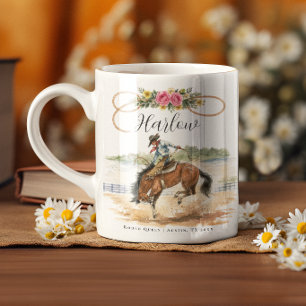 Café Taza de vaquera occidental Reina de Rodeo acuarela