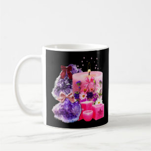 Café Taza de vela de cristal rosa mística de alto mante