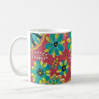 Café Taza de verano de flores brillantes