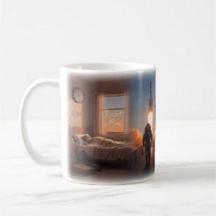 Café Taza de viaje espacial del hombre cohete soñador