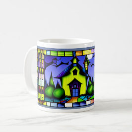 Café Taza de vidrio emplomado de Halloween Casa Embruja