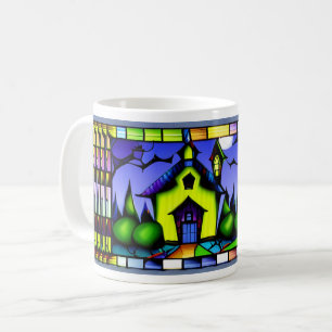 Café Taza de vidrio emplomado de Halloween Casa Embruja