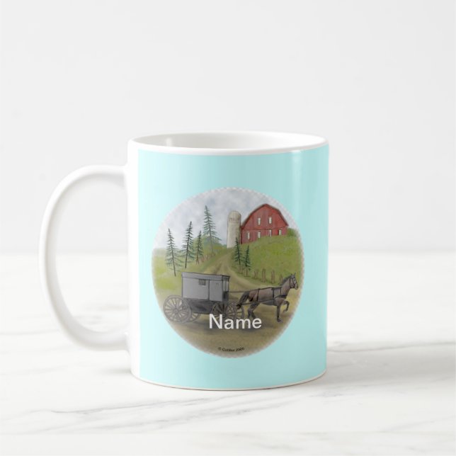 Café Taza de visita de carreta Amish (Izquierda)