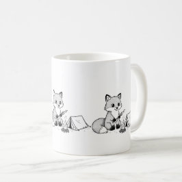 Café Taza de zorro con hoguera acogedora