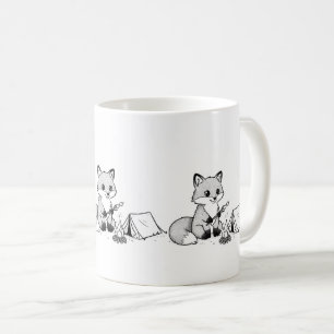 Café Taza de zorro con hoguera acogedora