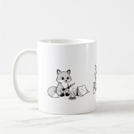 Café Taza de zorro con hoguera acogedora