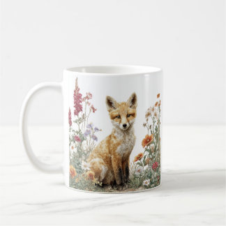 Café Taza de zorro floral caprichoso