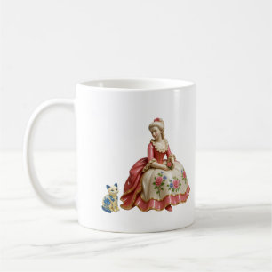 Café Taza decorativa única dama sentada con figura de g