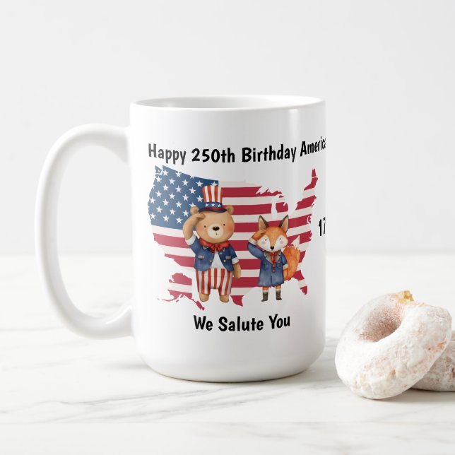 Café Taza del 250 cumpleaños de América (Con donut)